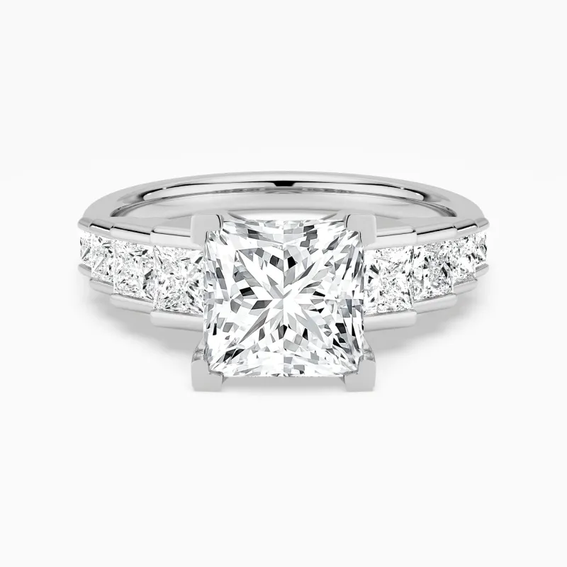 Unique Cinderella Staircase Princess Cut Moissanite Engagement Ring made by MSBLUE Jewelry