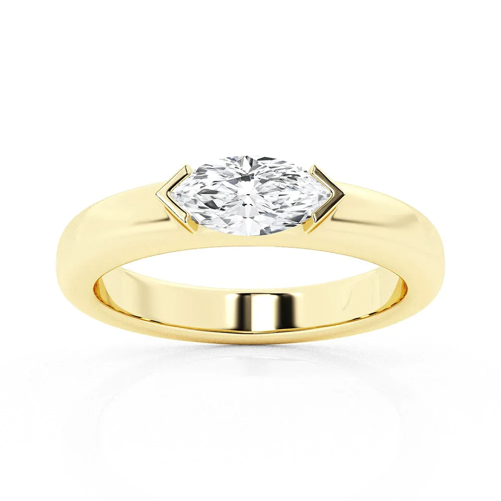 1 CT. Marquise Cut Moissanite Half Bezel Stackable Wedding Ring sold by MSBLUE Jewelry product image thumbnail 2