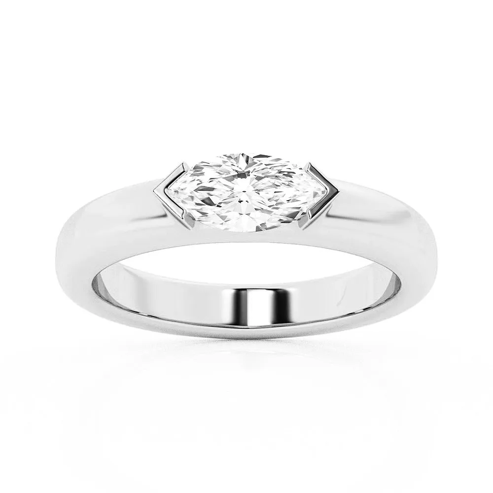 1 CT. Marquise Cut Moissanite Half Bezel Stackable Wedding Ring sold by MSBLUE Jewelry