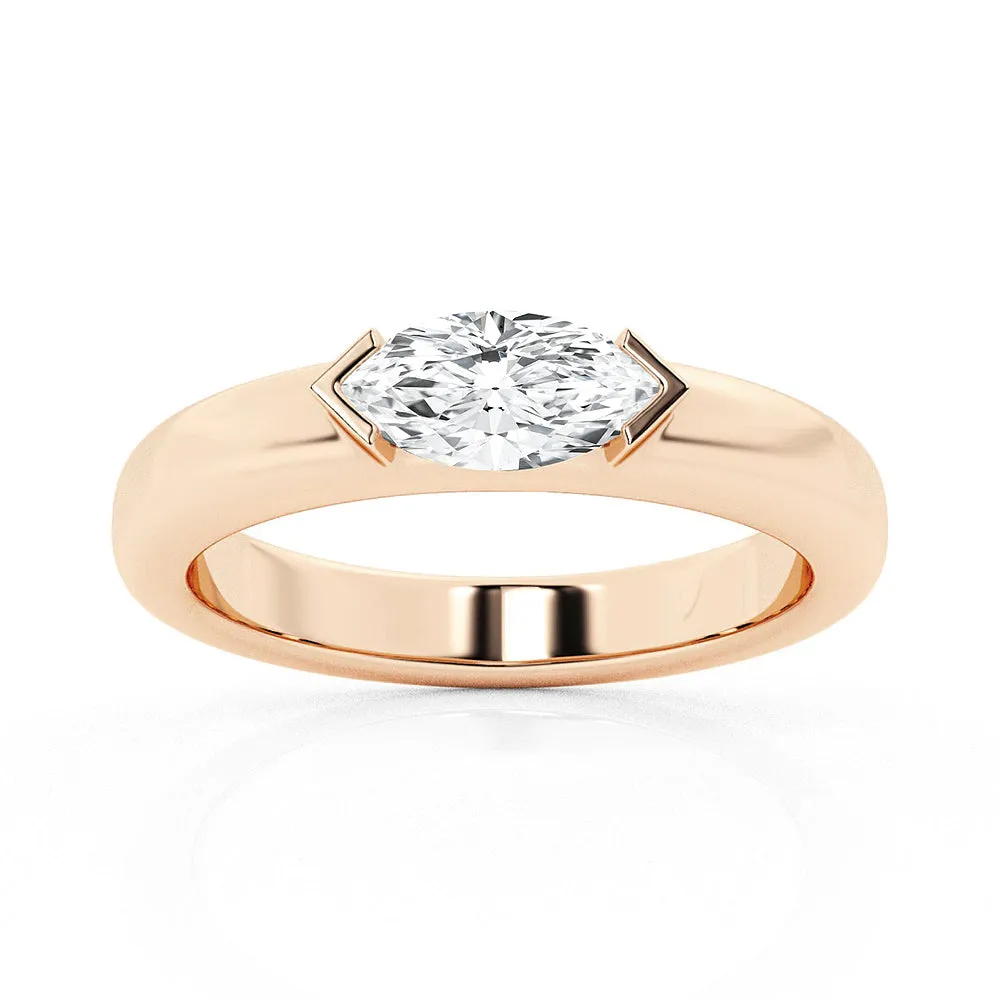 1 CT. Marquise Cut Moissanite Half Bezel Stackable Wedding Ring sold by MSBLUE Jewelry product image thumbnail 3