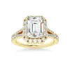 Emerald Cut Split-Shank Halo Engagement Ring sold by MSBLUE Jewelry
