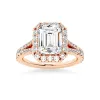 Emerald Cut Split-Shank Halo Engagement Ring sold by MSBLUE Jewelry