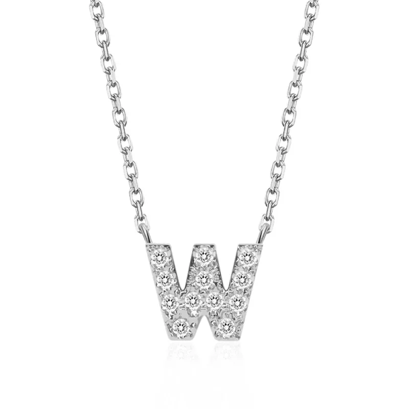 Classic Pavé Initial W Pendant Necklace sold by MSBLUE Jewelry