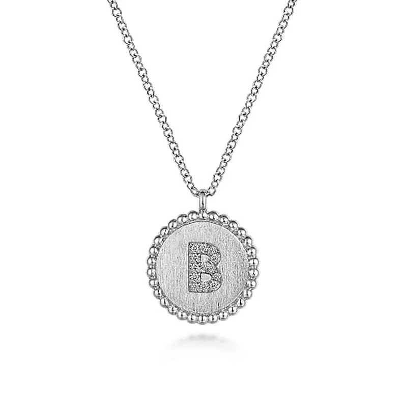 Initial B Medallion Necklace sold by MSBLUE Jewelry