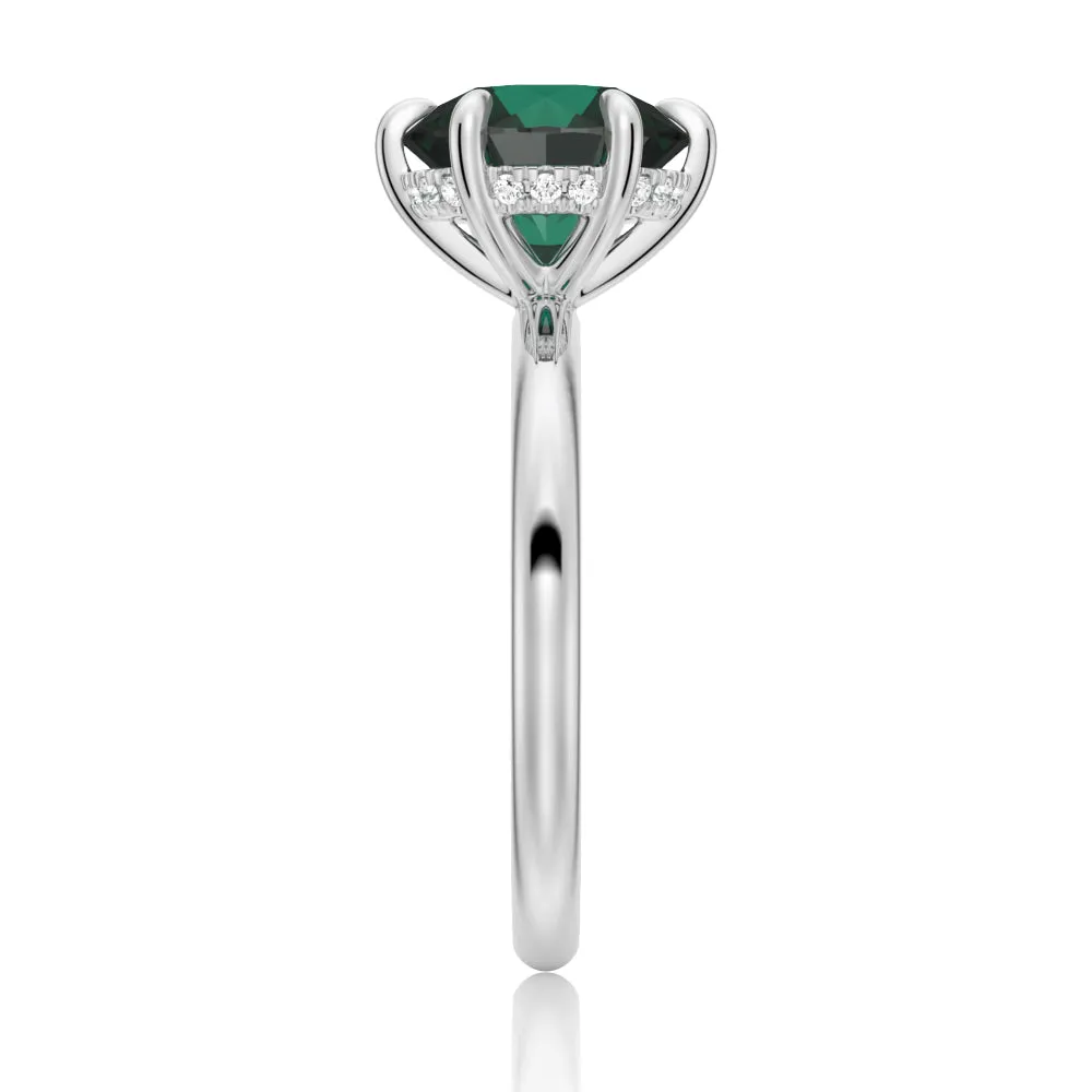 2 CT. Six-Prong Solitaire Green Moissanite Engagement Ring With Hidden Halo sold by MSBLUE Jewelry product image thumbnail 3