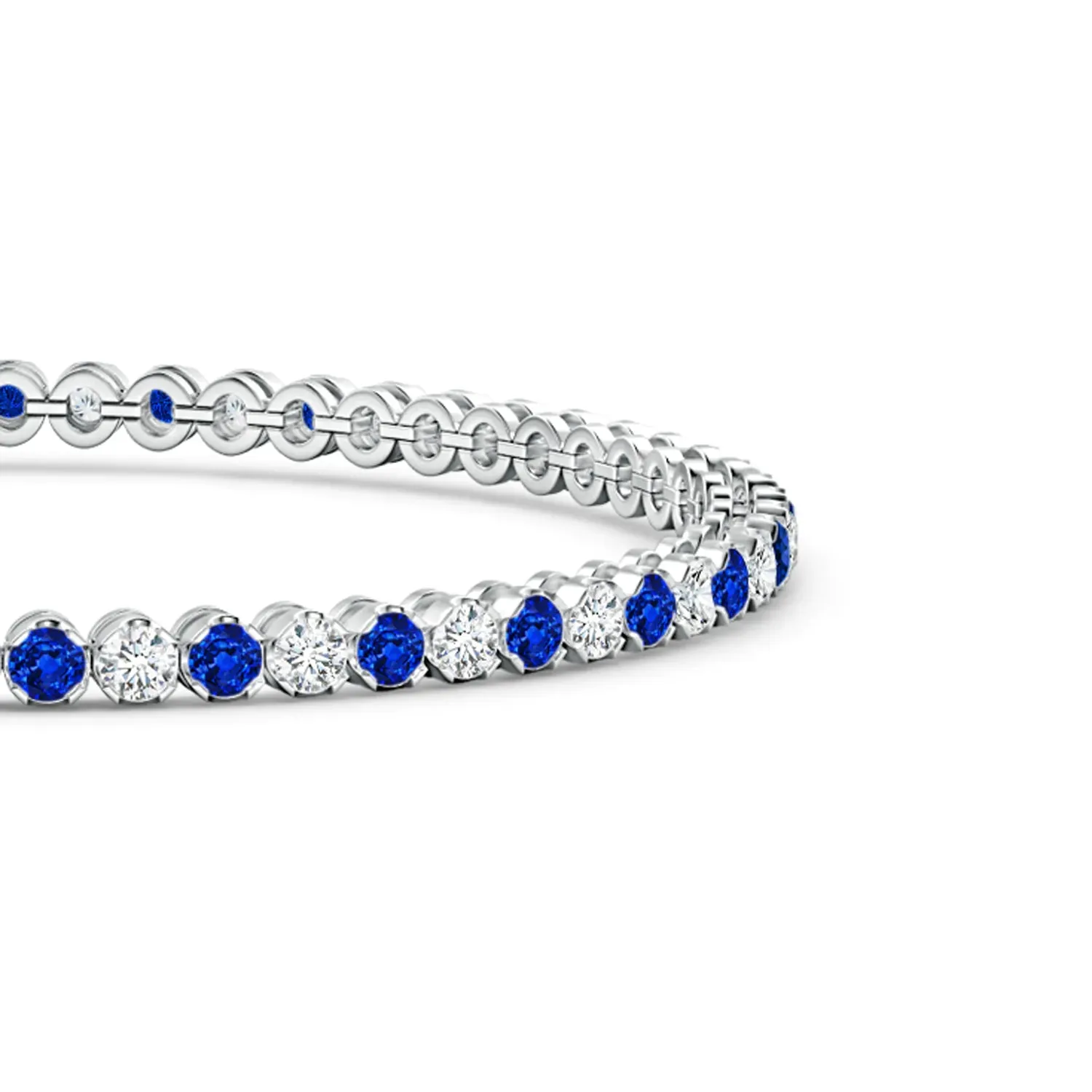 2.96 CT. Classic Sapphire and Brilliant Moissanite Tennis Bracelet sold by MSBLUE Jewelry product image thumbnail 2