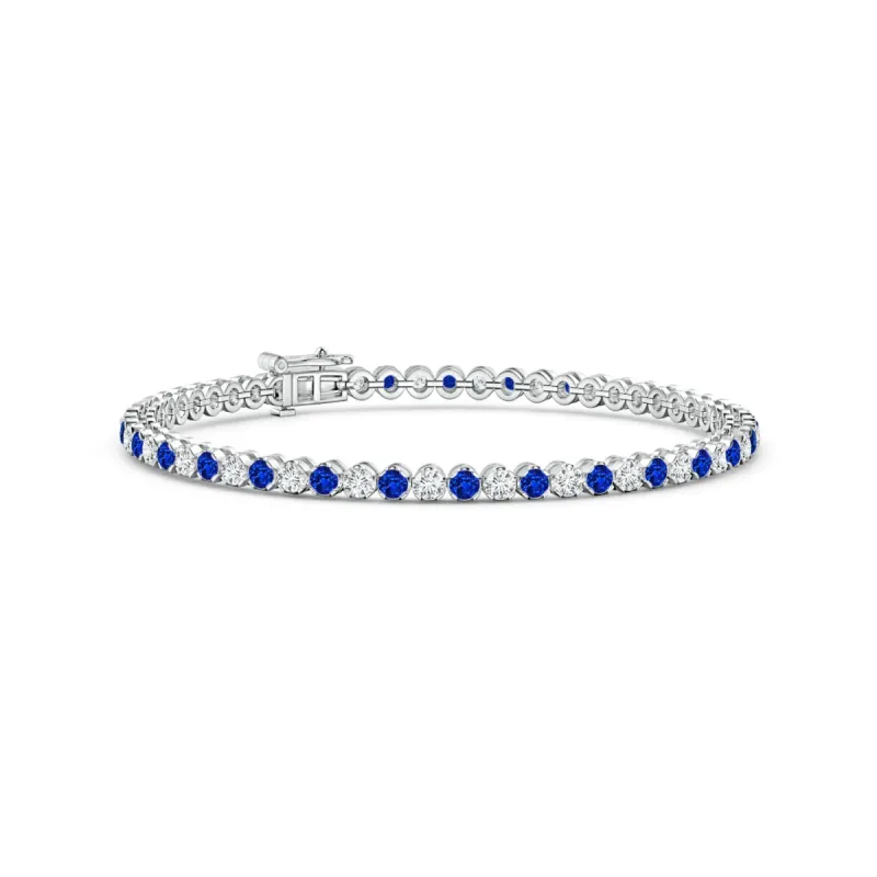 2.96 CT. Classic Sapphire and Brilliant Moissanite Tennis Bracelet sold by MSBLUE Jewelry