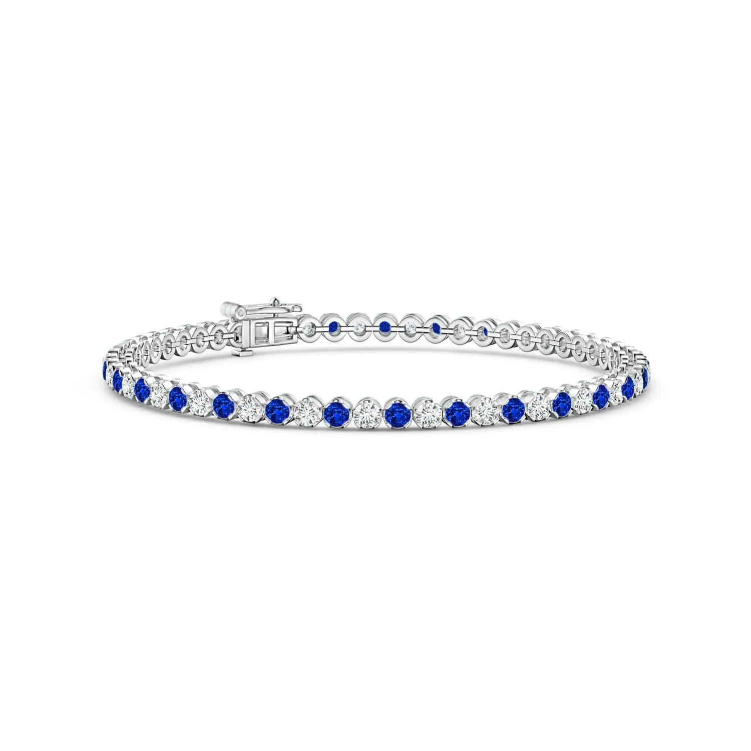 2.96 CT. Classic Sapphire and Brilliant Moissanite Tennis Bracelet sold by MSBLUE Jewelry