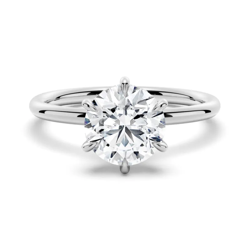 Six-Prong Solitaire Round Cut Engagement Ring With Hidden Halo sold by MSBLUE Jewelry
