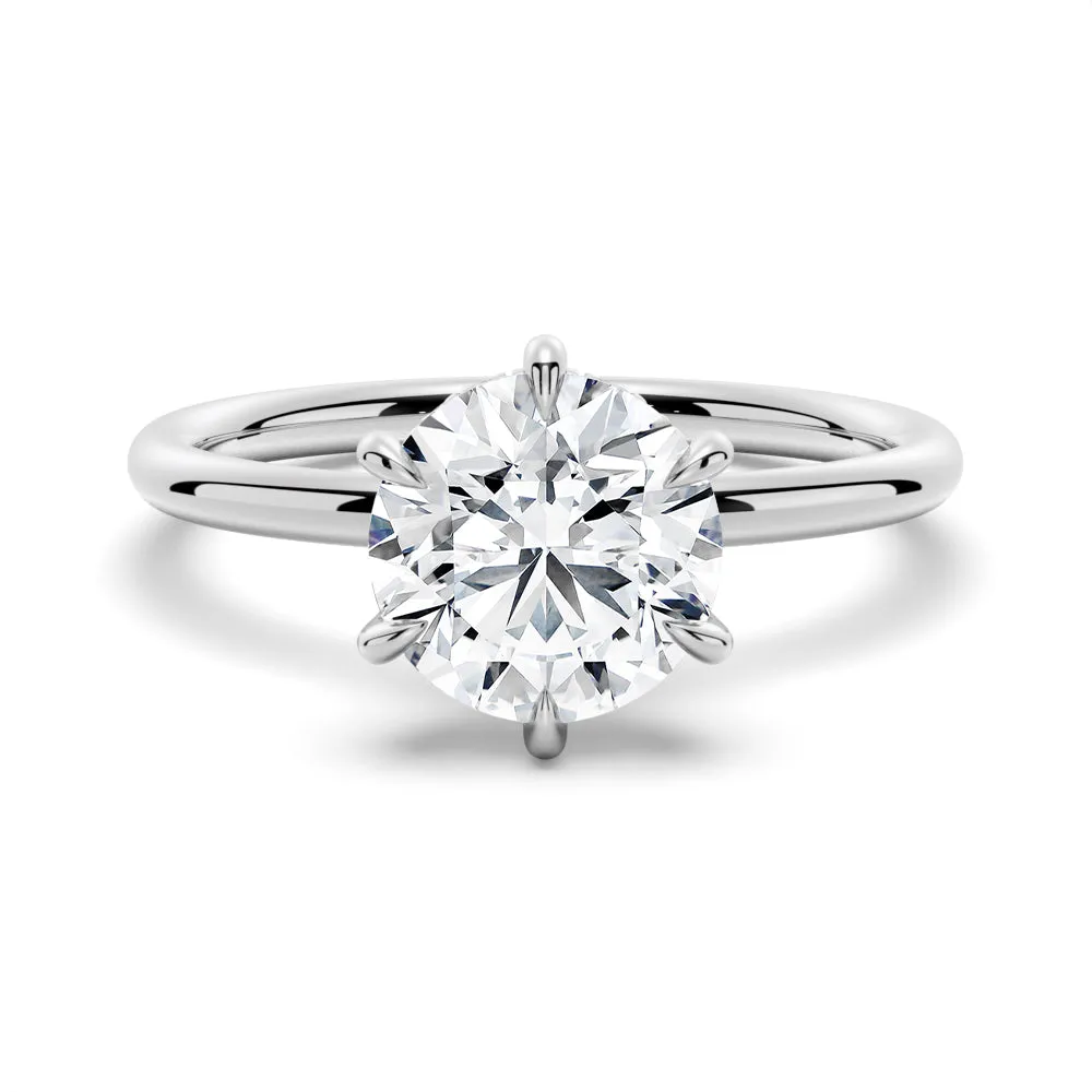 Six-Prong Solitaire Round Cut Engagement Ring With Hidden Halo sold by MSBLUE Jewelry