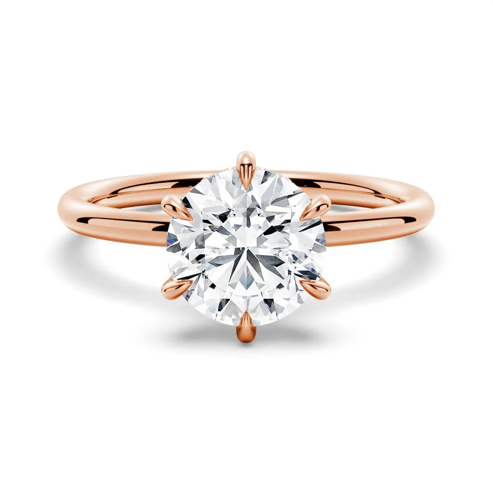 Six-Prong Solitaire Round Cut Engagement Ring With Hidden Halo sold by MSBLUE Jewelry product image thumbnail 3