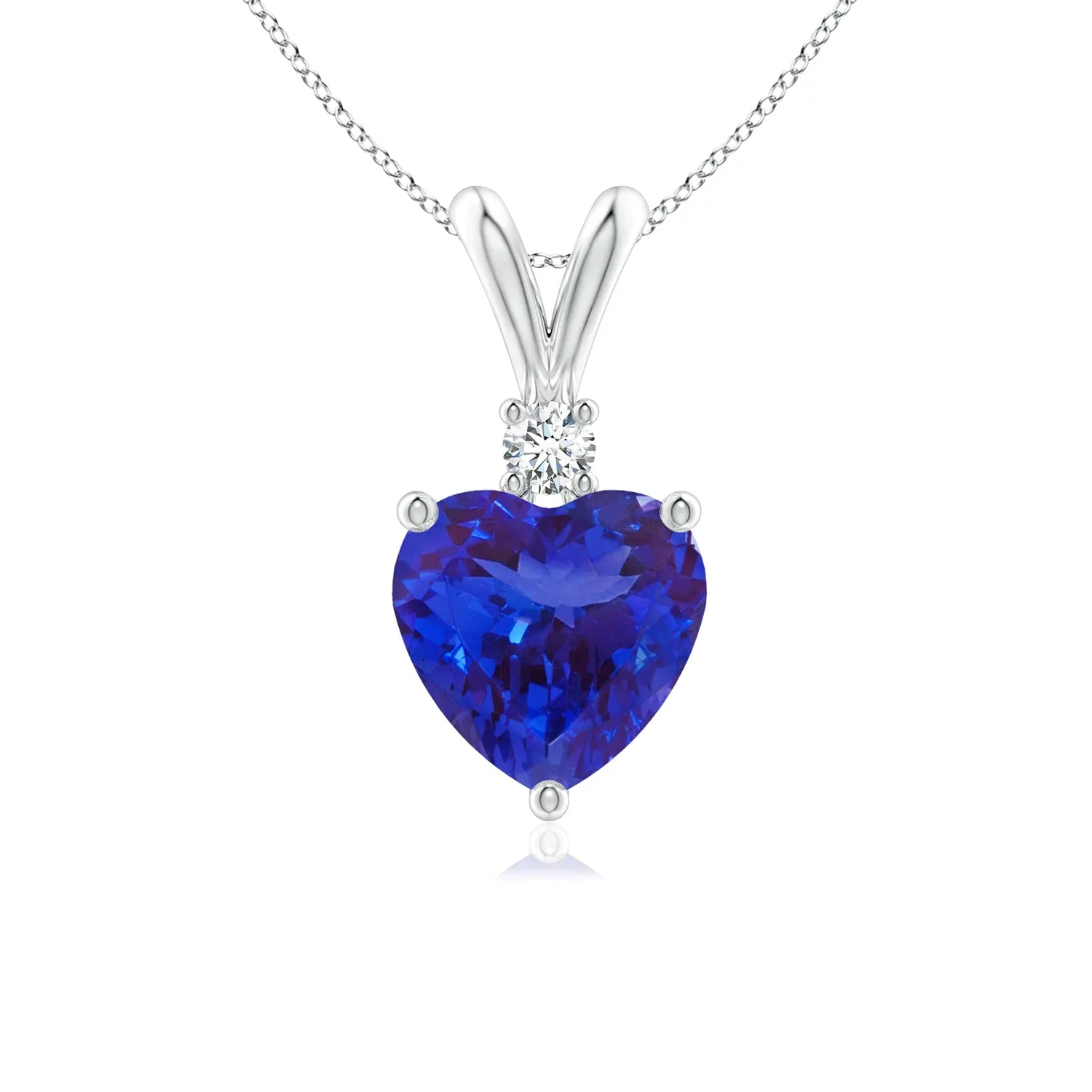 1 CT. Heart-Shaped Tanzanite V-Bale Pendant with Diamond sold by MSBLUE Jewelry