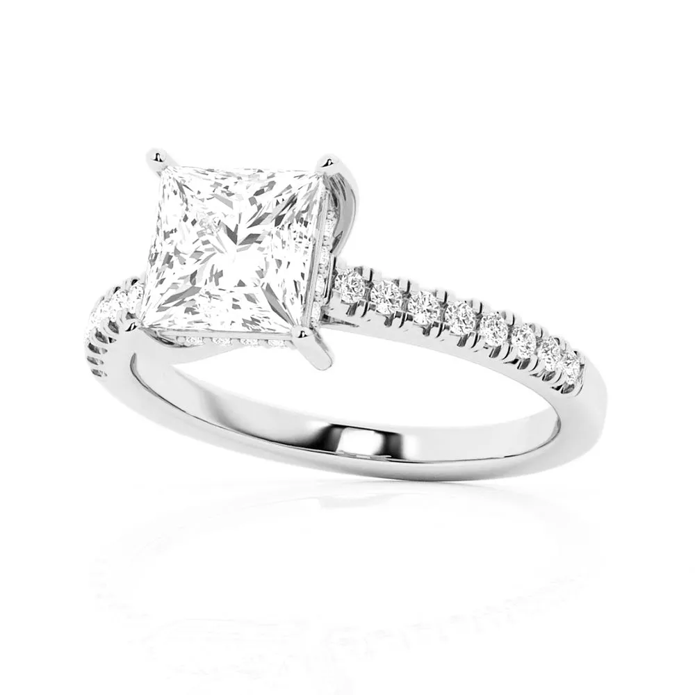 Moissanite Princess Cut Engagement Ring With Hidden Halo sold by MSBLUE Jewelry product image thumbnail 4