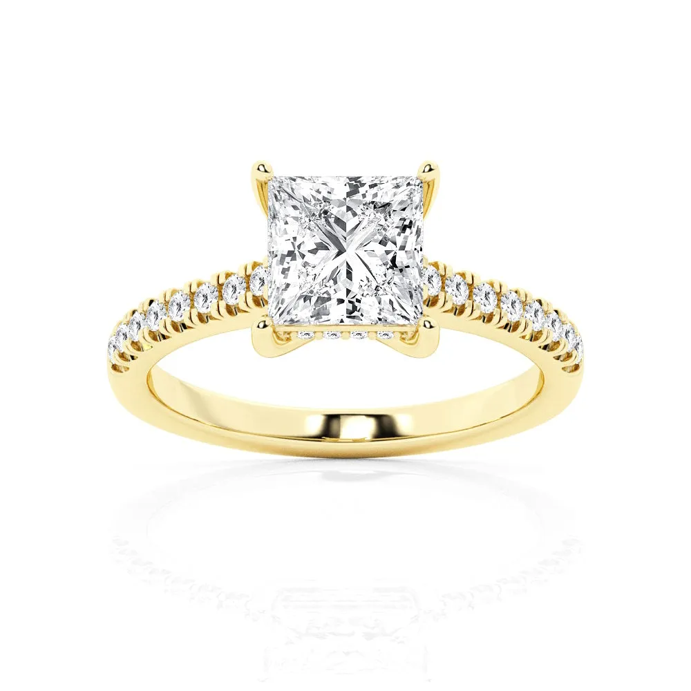 Moissanite Princess Cut Engagement Ring With Hidden Halo sold by MSBLUE Jewelry product image thumbnail 2
