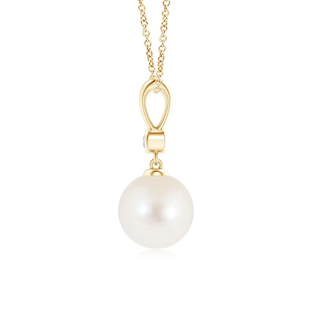 8mm Classic Freshwater Cultured Pearl Drop Pendant with Moissanite sold by MSBLUE Jewelry product image thumbnail 5