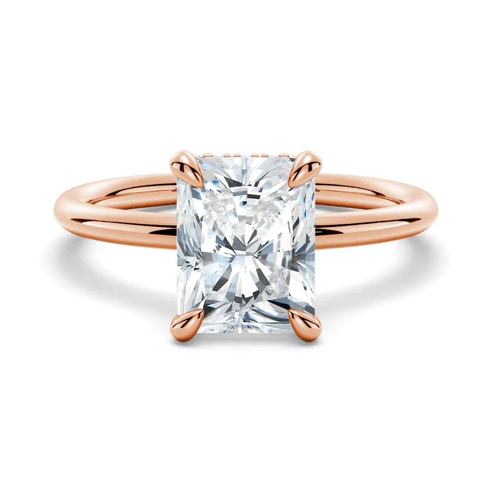 Four-Prong Solitaire Radiant Cut Engagement Ring With Hidden Halo sold by MSBLUE Jewelry product image thumbnail 3