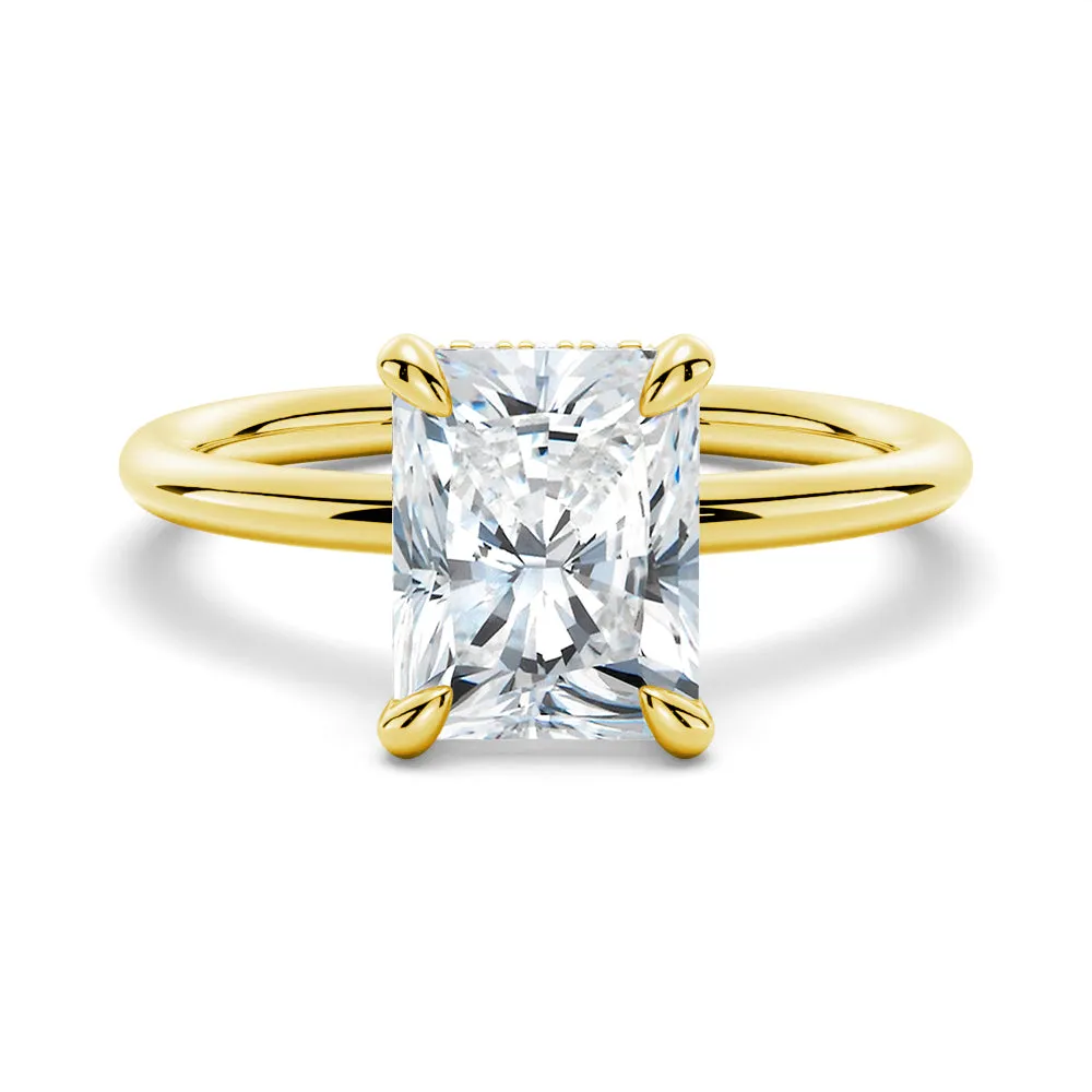 Four-Prong Solitaire Radiant Cut Engagement Ring With Hidden Halo sold by MSBLUE Jewelry product image thumbnail 2