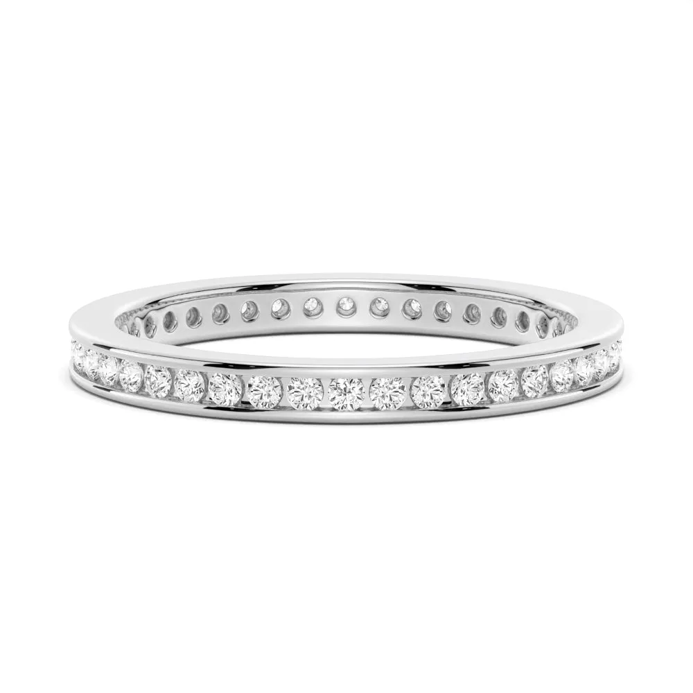 Round Moissanite Channel Set Eternity Band sold by MSBLUE Jewelry