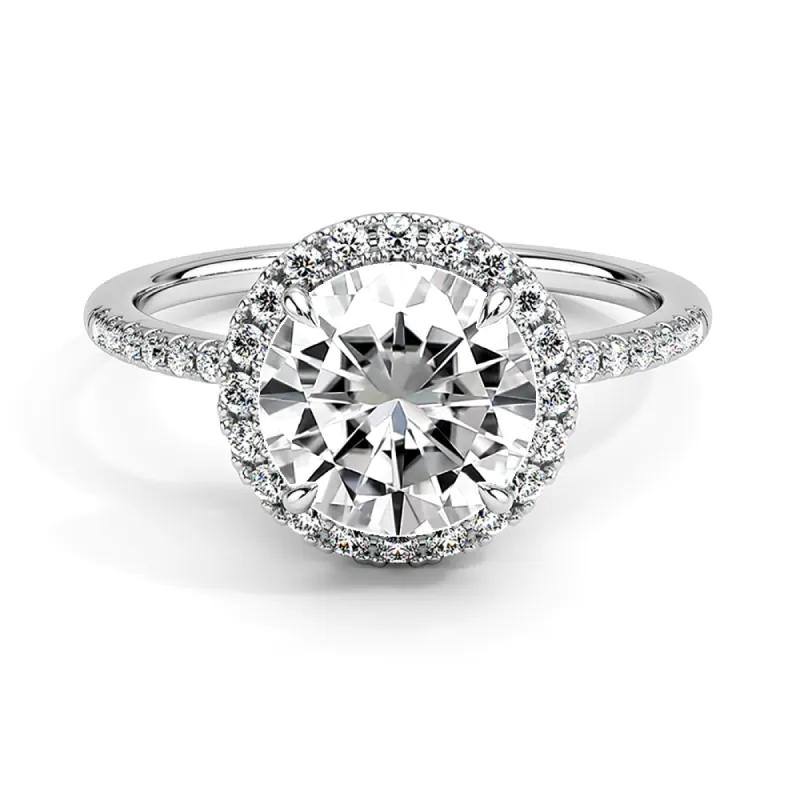 Four Prong Round Cut Halo Engagement Ring sold by MSBLUE Jewelry