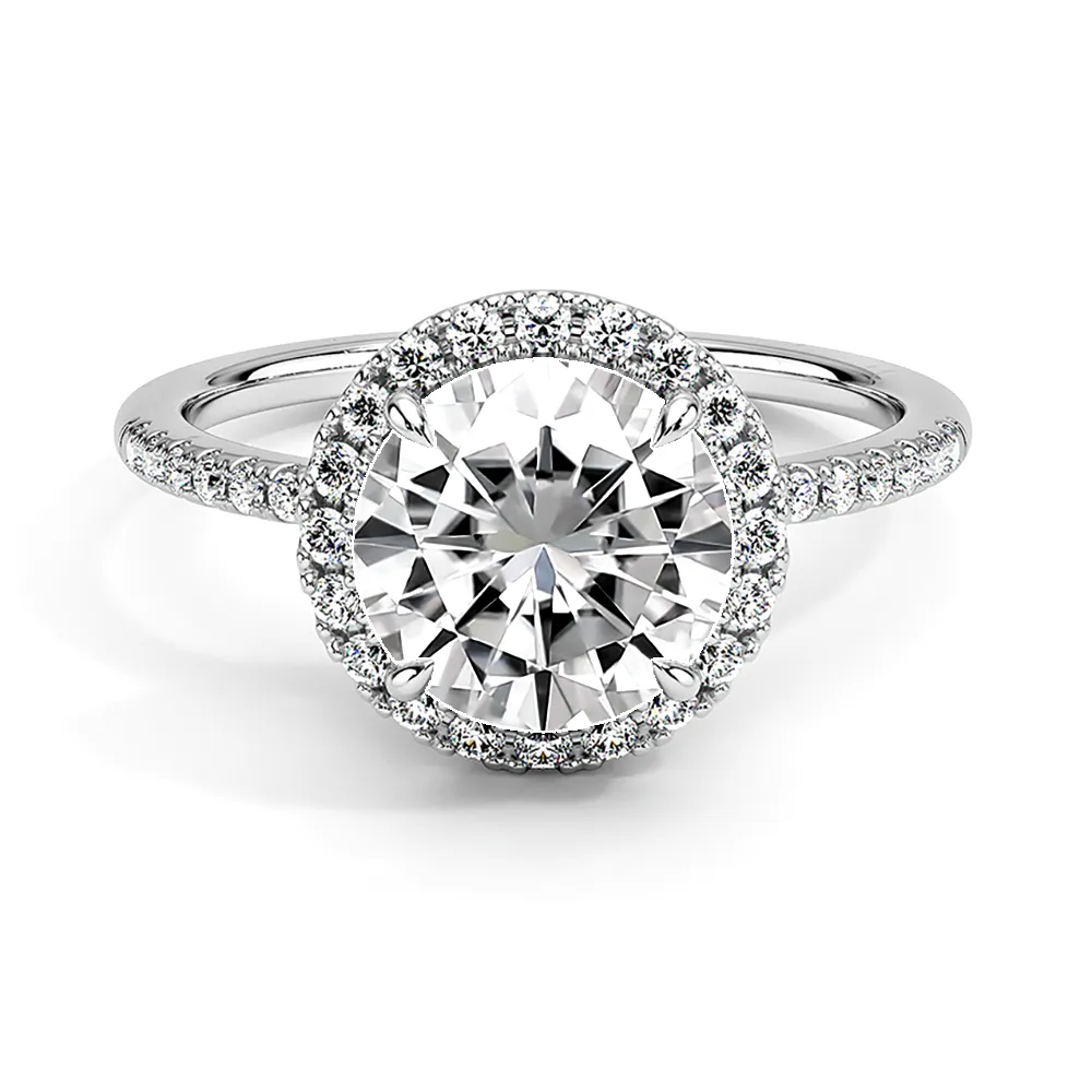 Four Prong Round Cut Halo Engagement Ring sold by MSBLUE Jewelry