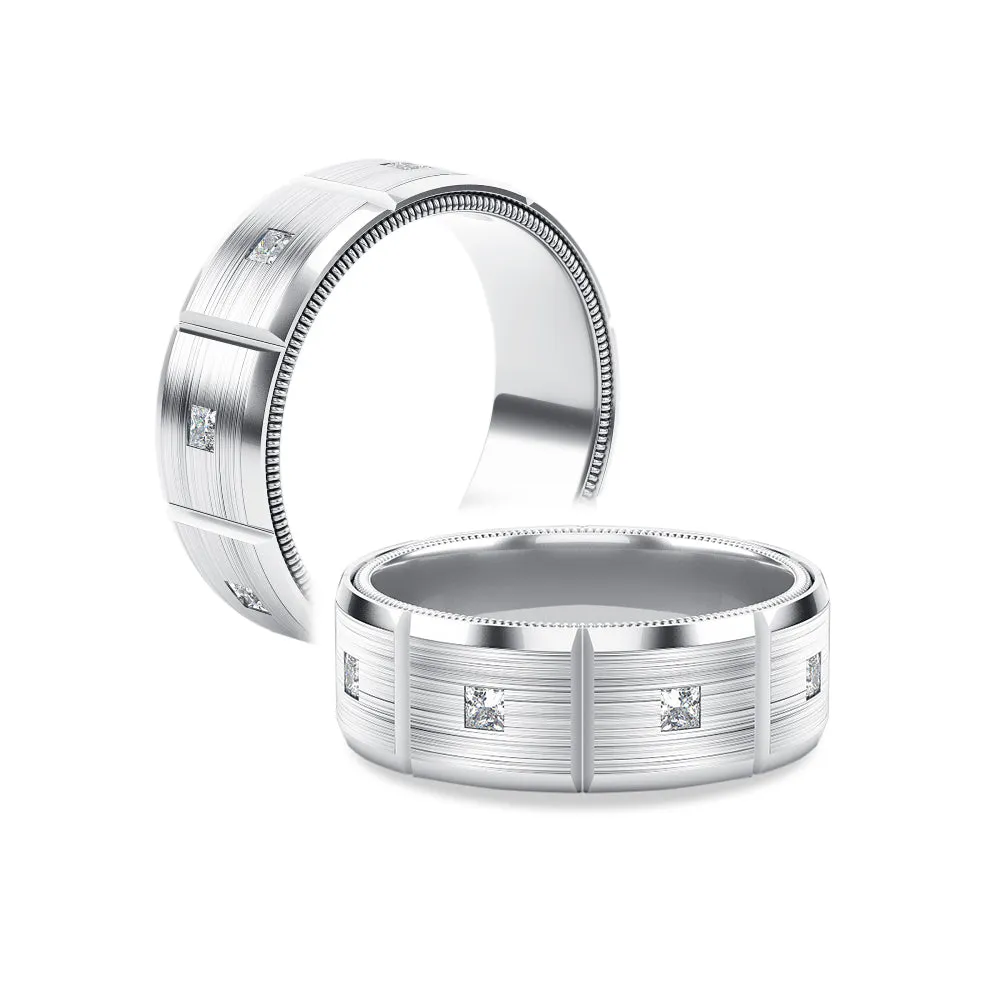 8mm Two Tone Matte Finish Princess Cut Moissanite Men's Band sold by MSBLUE Jewelry product image thumbnail 5