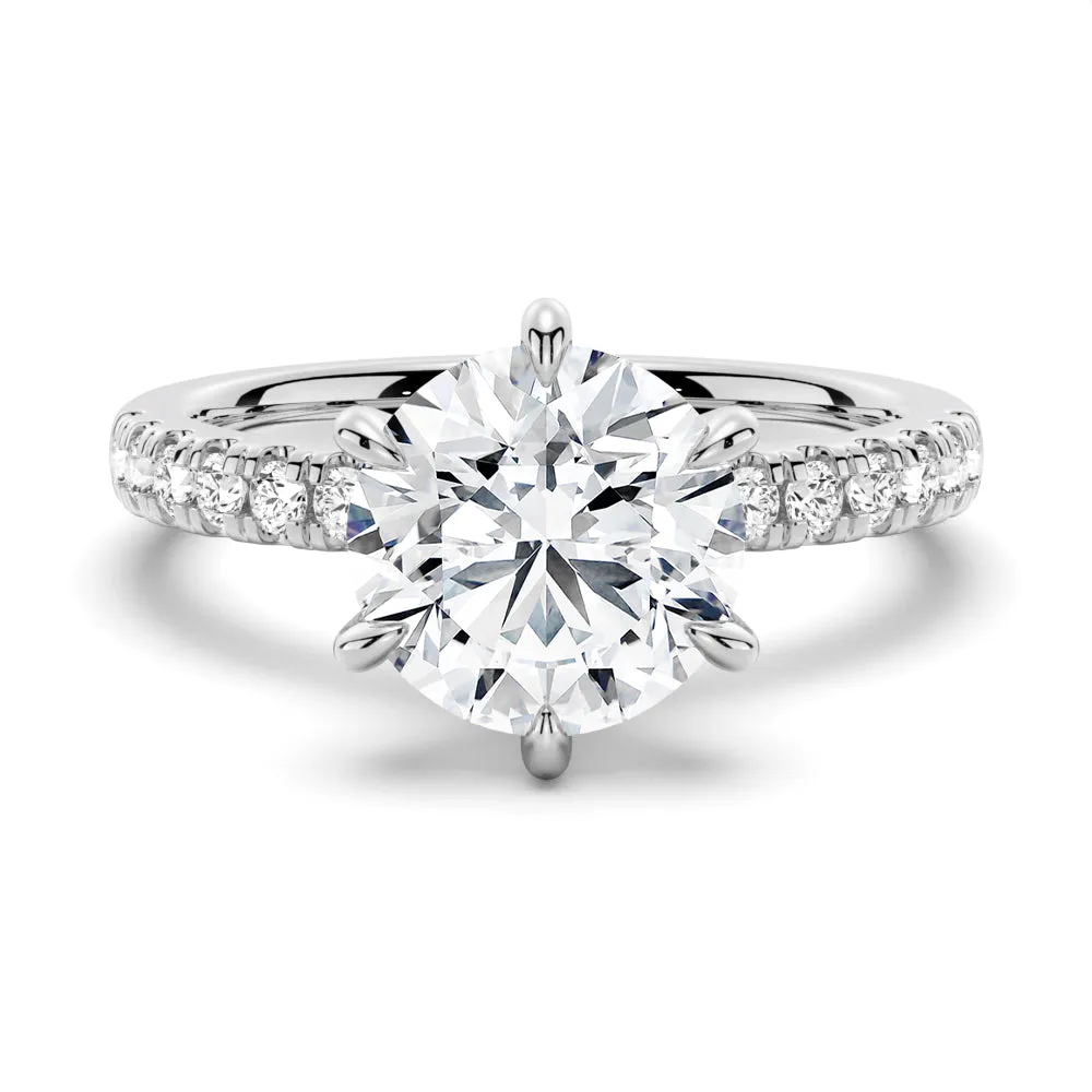 Six-Prong French Pavé Round Cut Engagement Ring sold by MSBLUE Jewelry