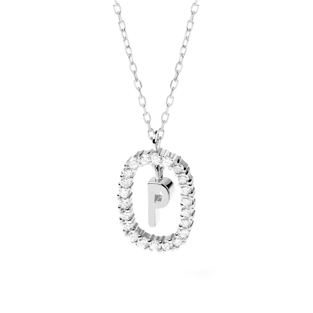 Moissanite Letter P Dangle Pendant Necklace sold by MSBLUE Jewelry
