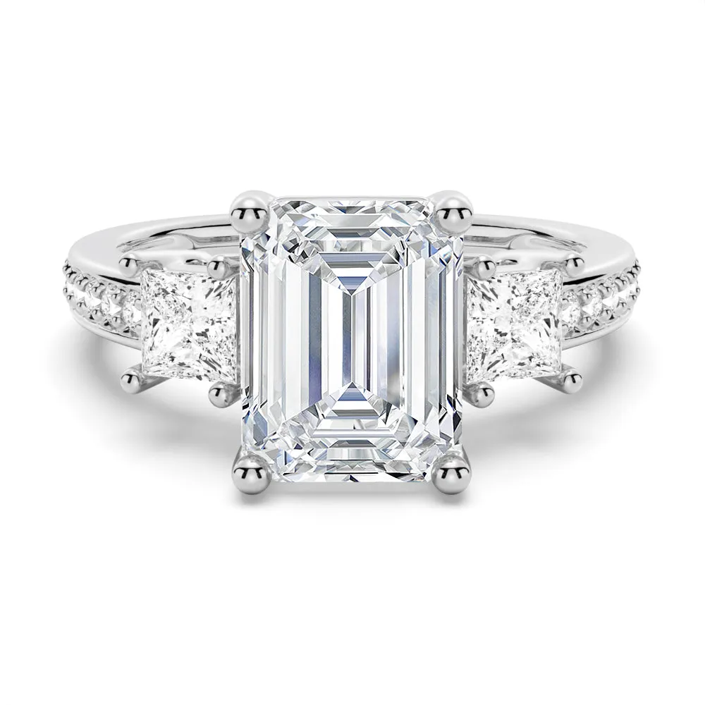 Emerald Shaped Three Stone Engagement Ring sold by MSBLUE Jewelry