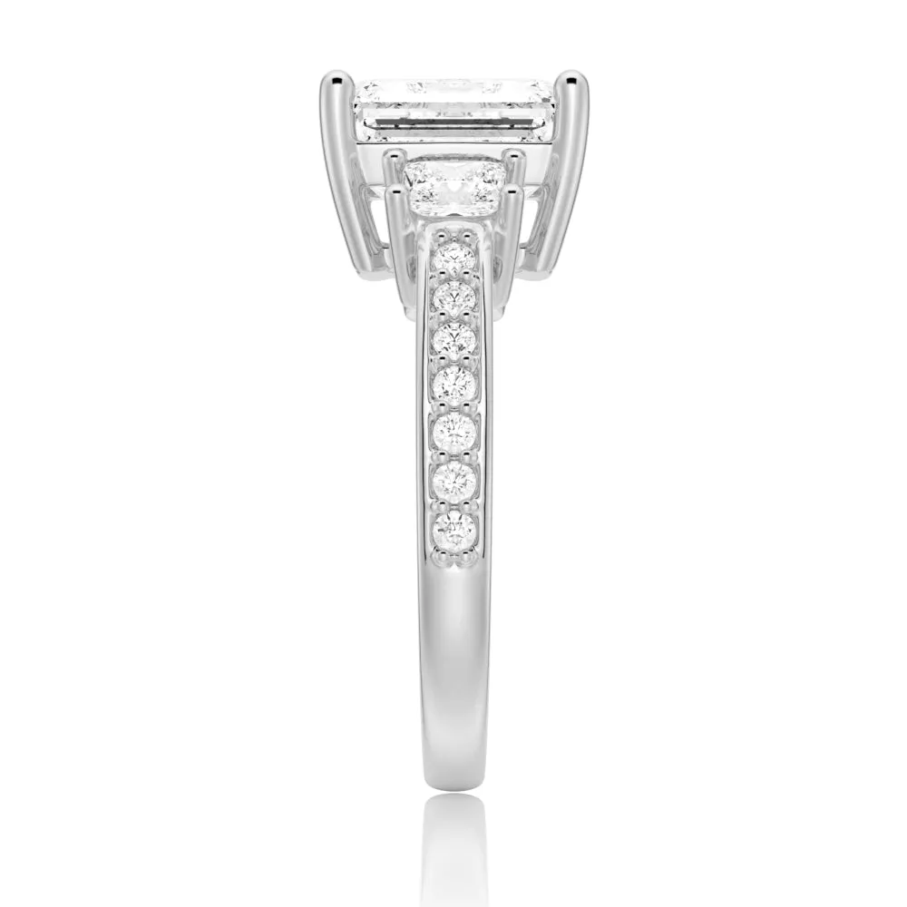 Emerald Shaped Three Stone Engagement Ring sold by MSBLUE Jewelry product image thumbnail 5