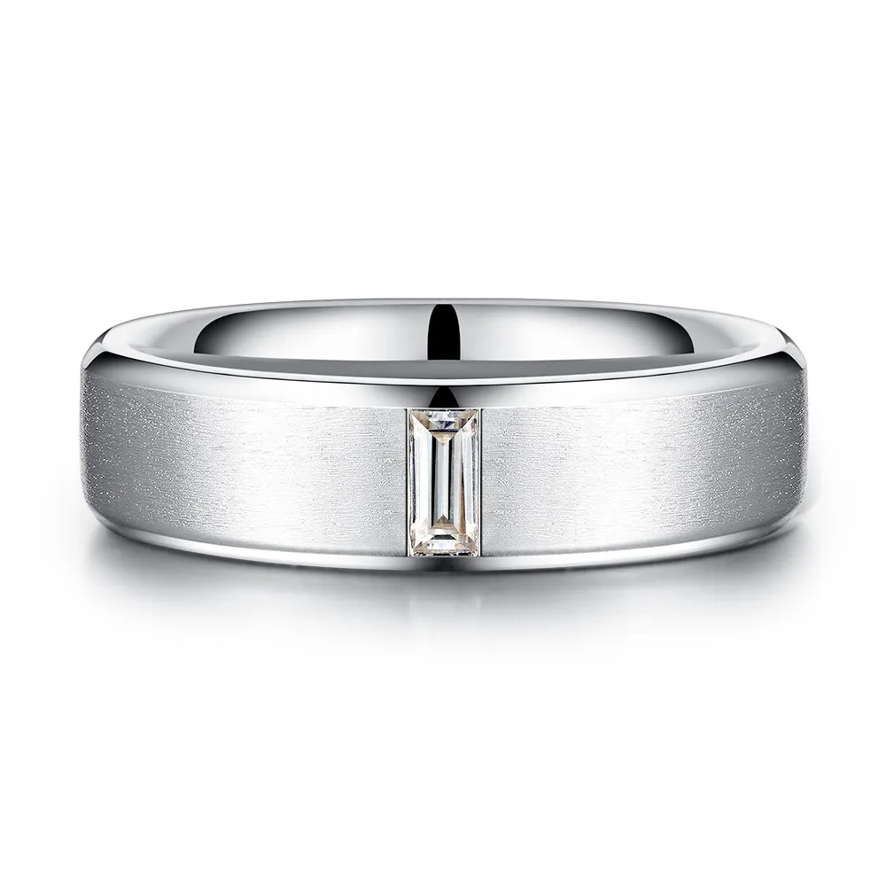 Satin Finish Emerald Cut and Infinity Moissanite Eternity Couple's Ring Set sold by MSBLUE Jewelry product image thumbnail 3