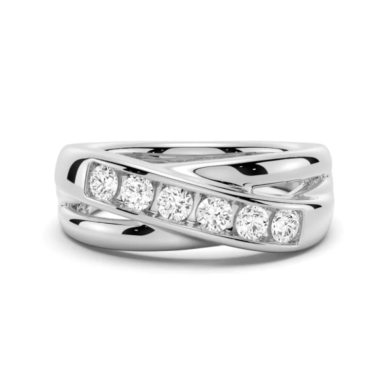 5mm Crossover Channel Set Moissanite Men's Wedding Band sold by MSBLUE Jewelry
