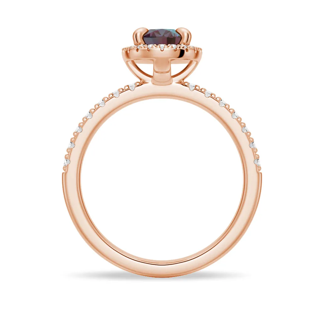 1.5 CT. Oval Alexandrite Engagement Ring With Moissanite Pavé Halo sold by MSBLUE Jewelry product image thumbnail 4