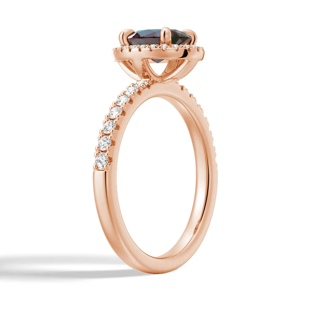 1.5 CT. Oval Alexandrite Engagement Ring With Moissanite Pavé Halo sold by MSBLUE Jewelry product image thumbnail 2