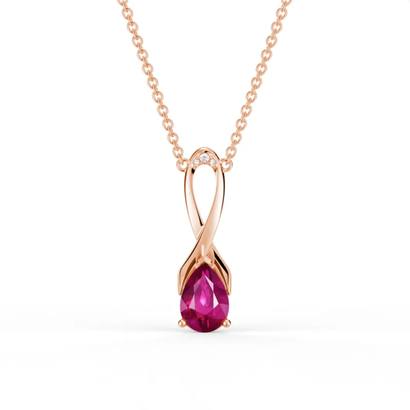 "You Are Supported And Protected" Pink Sapphire Necklace With Ribbon sold by MSBLUE Jewelry