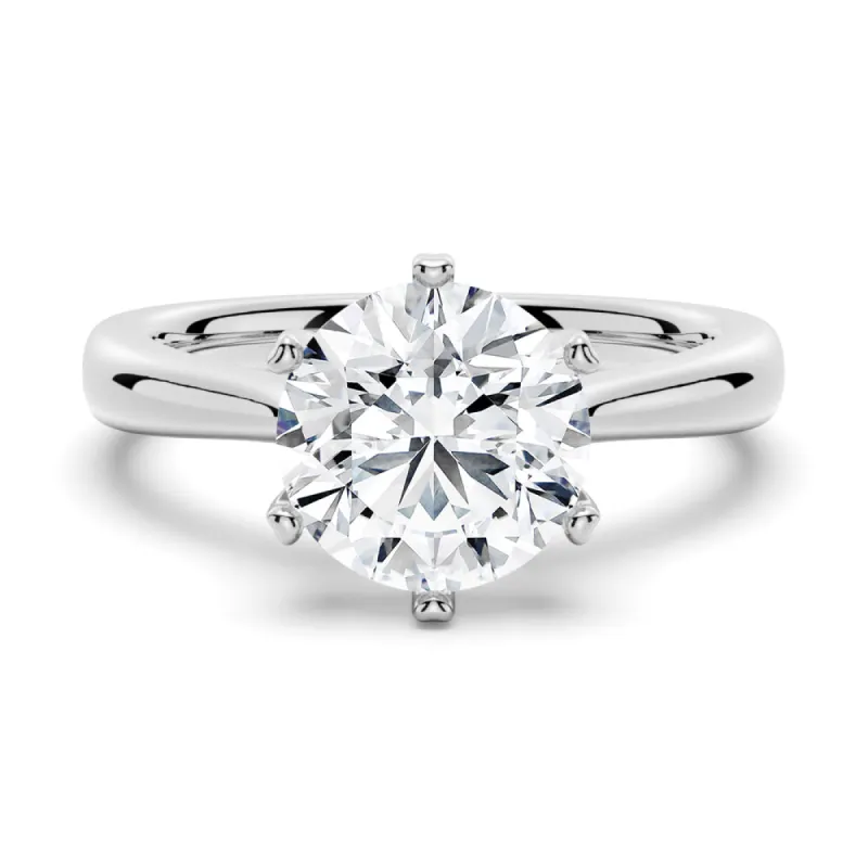 Petite Six Prong Comfort Fit Moissanite Ring sold by MSBLUE Jewelry