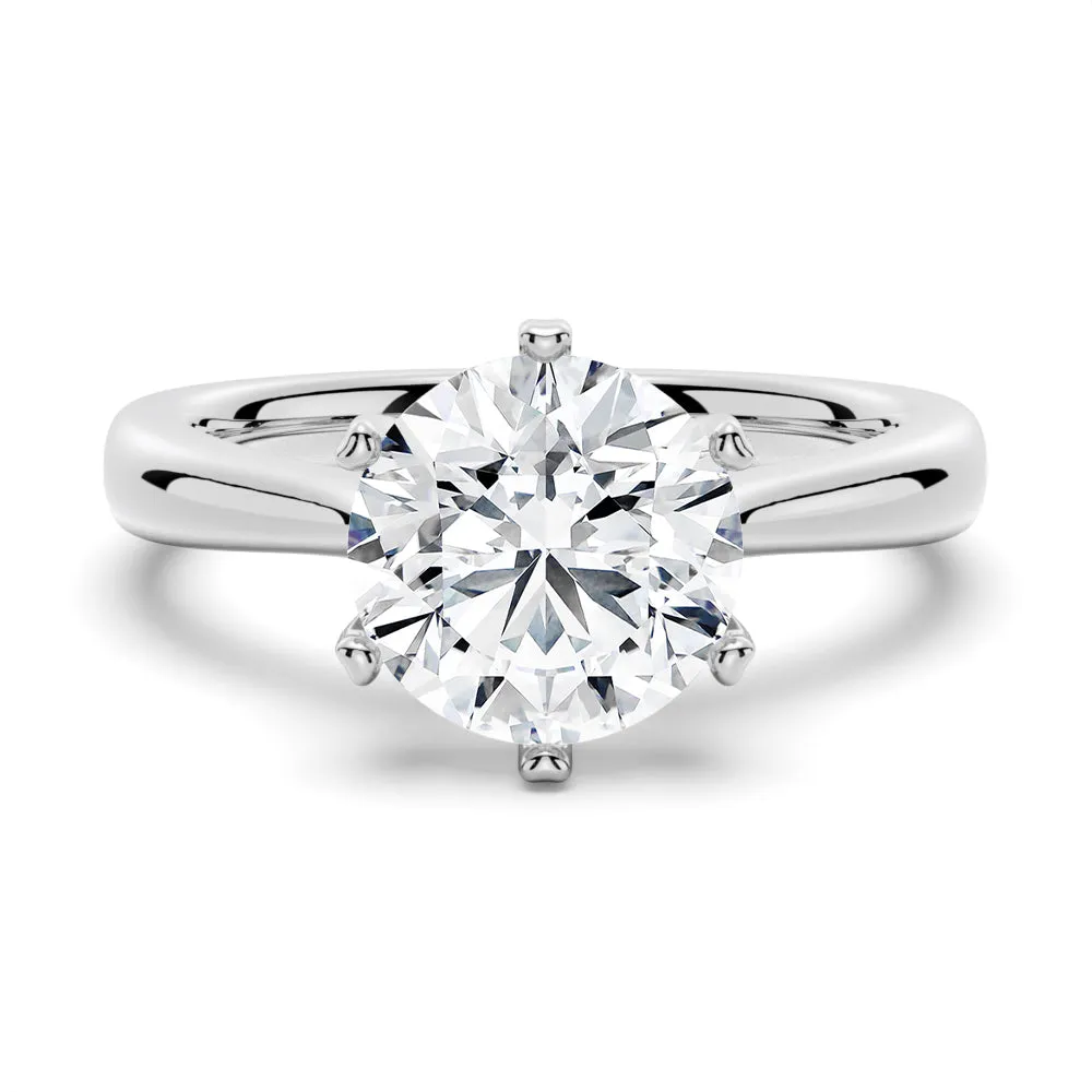 Petite Six Prong Comfort Fit Moissanite Ring sold by MSBLUE Jewelry