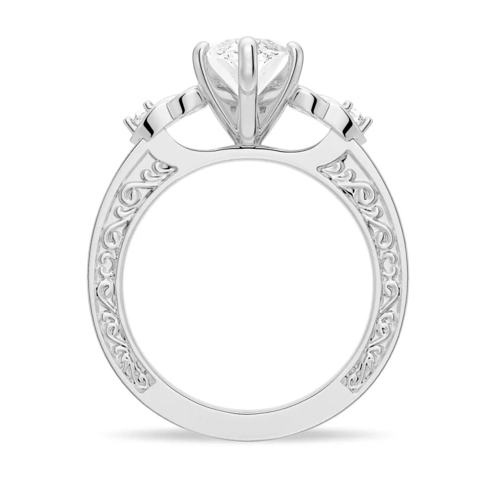 Vintage Celtic Knots Design Marquise Moissanite Engagement Ring sold by MSBLUE Jewelry product image thumbnail 5