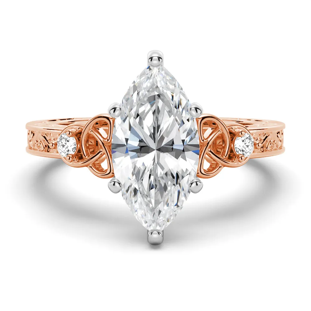 Vintage Celtic Knots Design Marquise Moissanite Engagement Ring sold by MSBLUE Jewelry product image thumbnail 3