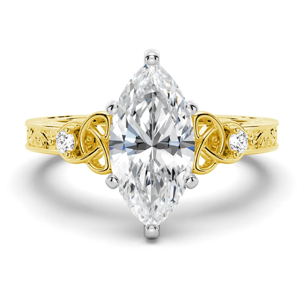 Vintage Celtic Knots Design Marquise Moissanite Engagement Ring sold by MSBLUE Jewelry product image thumbnail 2