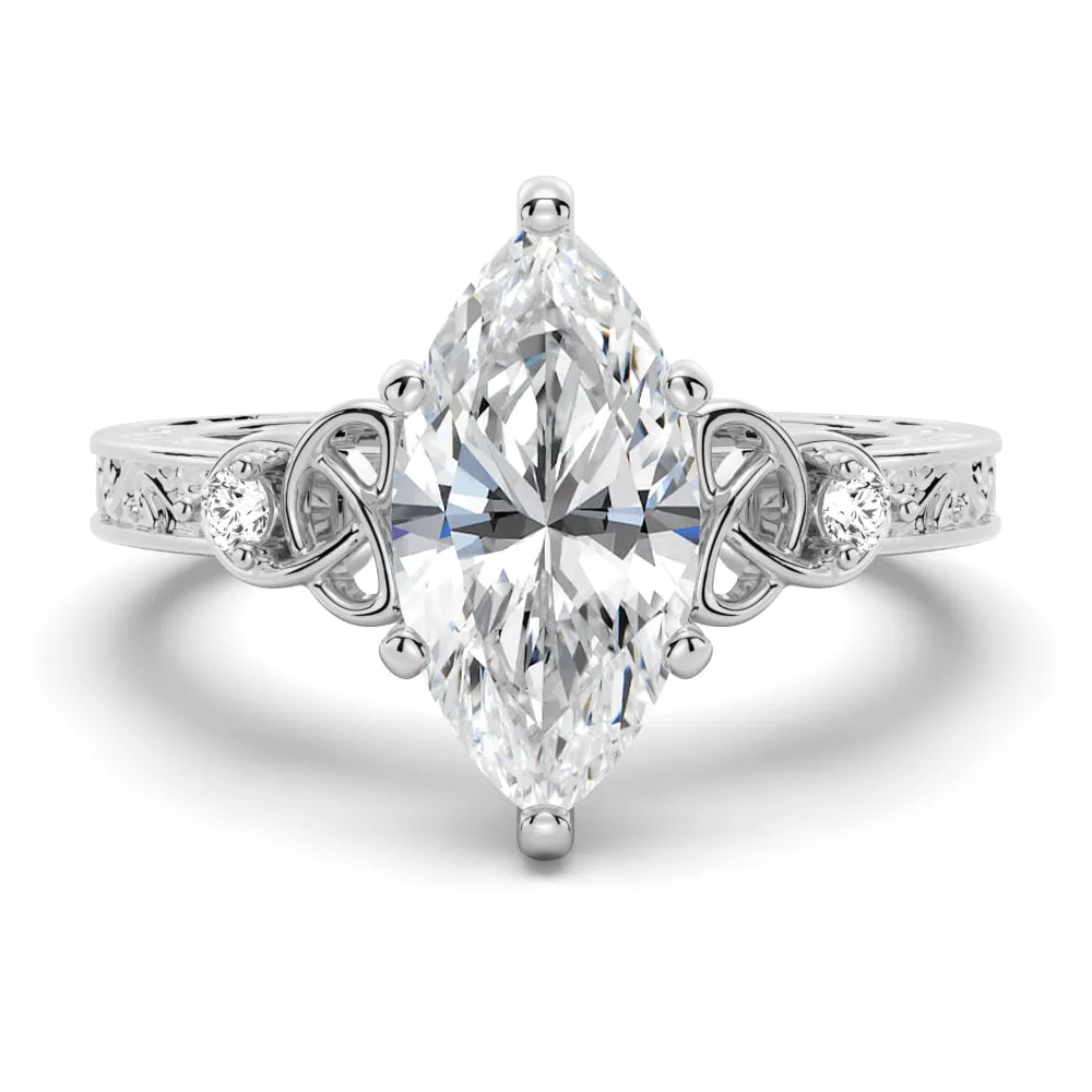 Vintage Celtic Knots Design Marquise Moissanite Engagement Ring sold by MSBLUE Jewelry