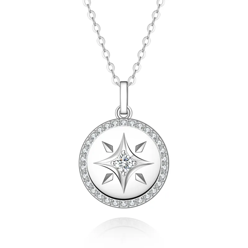 Engravable North Star Moissanite Necklace Pendant sold by MSBLUE Jewelry