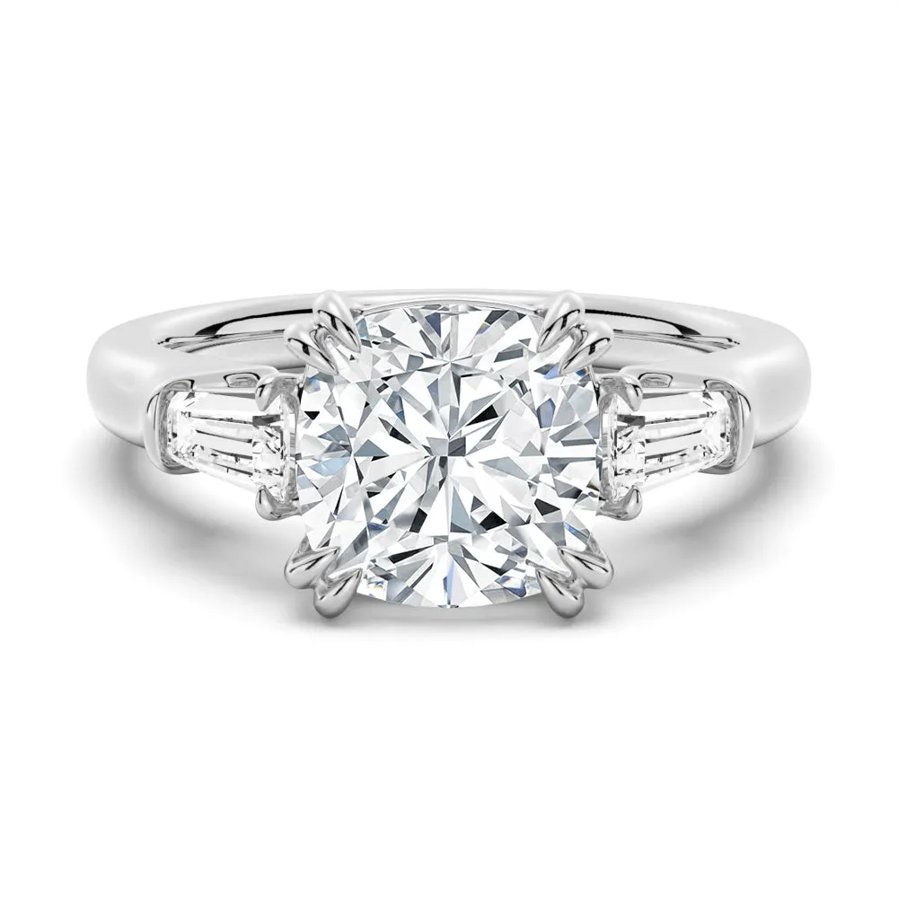 Cushion-Cut Engagement Ring with Tapered Baguette Side Stones sold by MSBLUE Jewelry