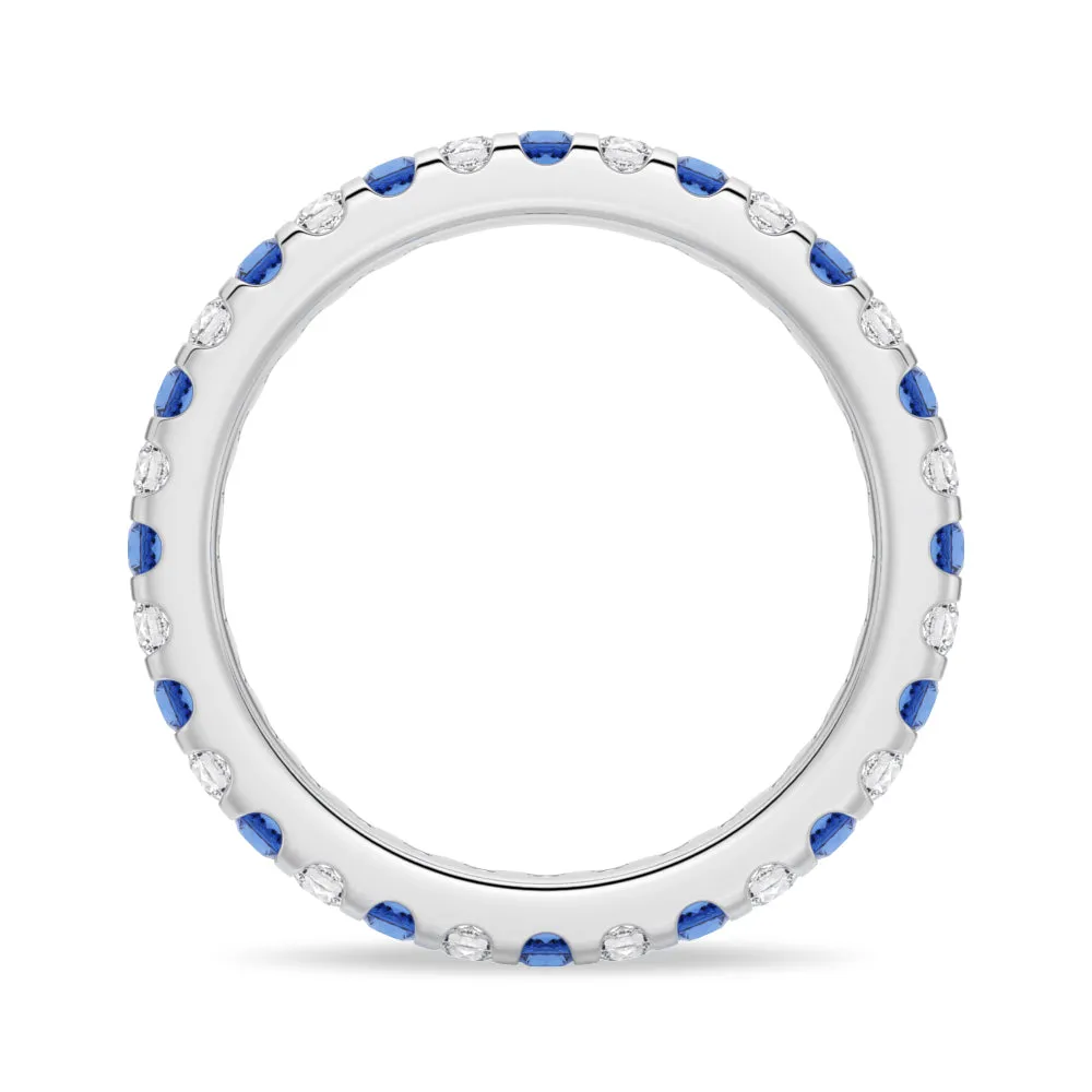 Pavé Blue Sapphire and White Sapphire Eternity Ring sold by MSBLUE Jewelry product image thumbnail 4