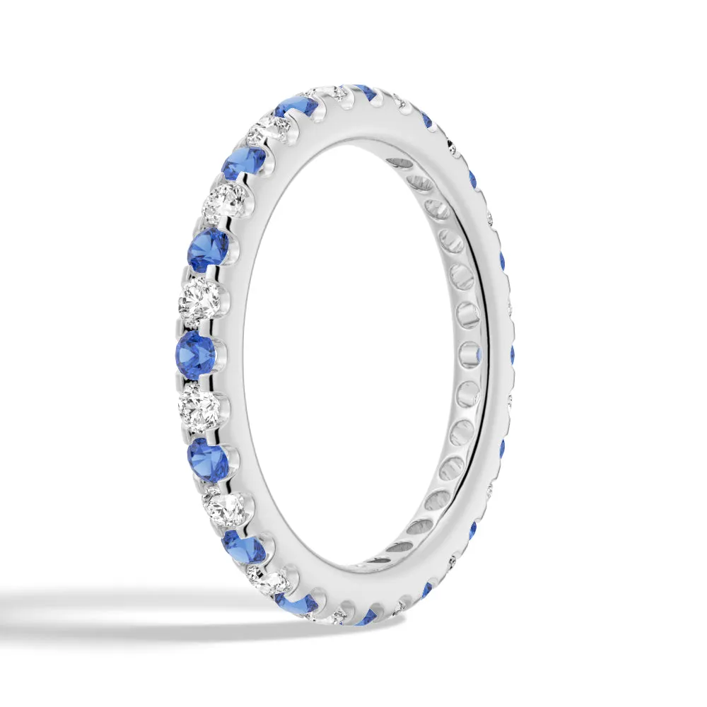 Pavé Blue Sapphire and White Sapphire Eternity Ring sold by MSBLUE Jewelry product image thumbnail 2