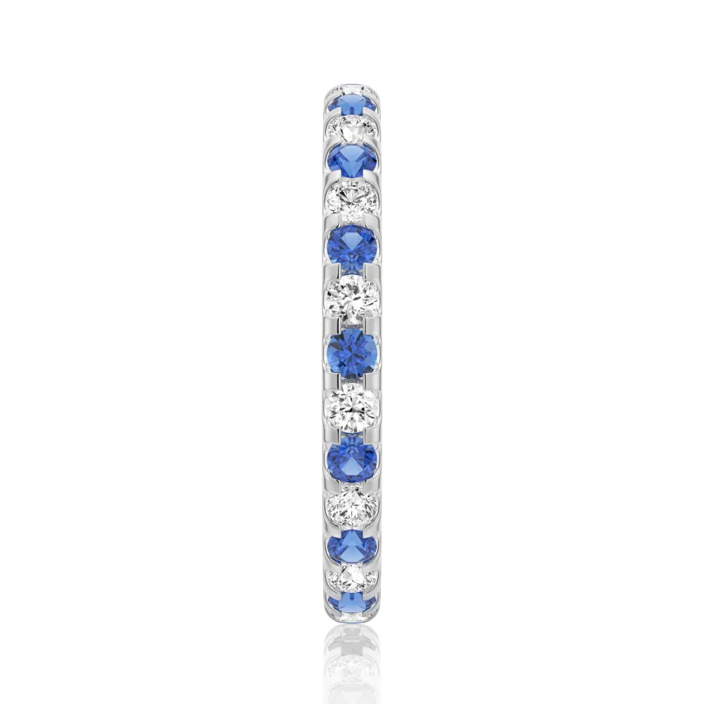 Pavé Blue Sapphire and White Sapphire Eternity Ring sold by MSBLUE Jewelry product image thumbnail 3