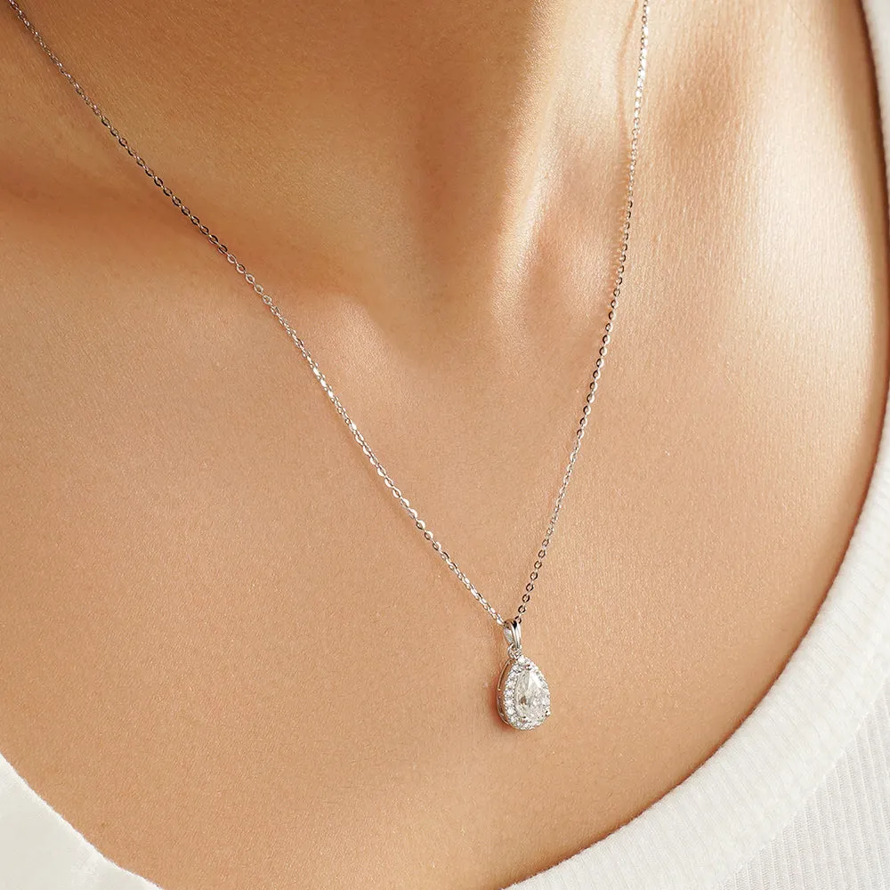 1 CT. Halo Pear Moissanite Pendant Necklace sold by MSBLUE Jewelry product image thumbnail 3
