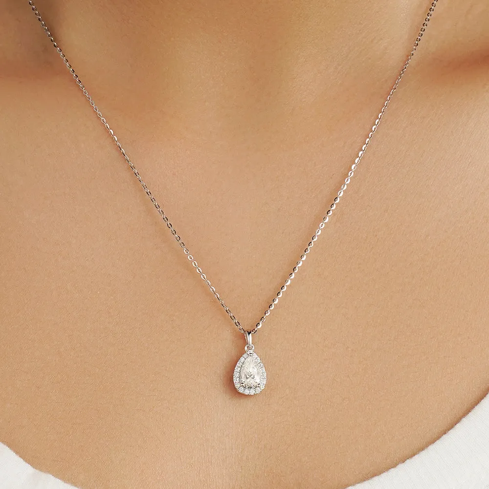 1 CT. Halo Pear Moissanite Pendant Necklace sold by MSBLUE Jewelry product image thumbnail 2