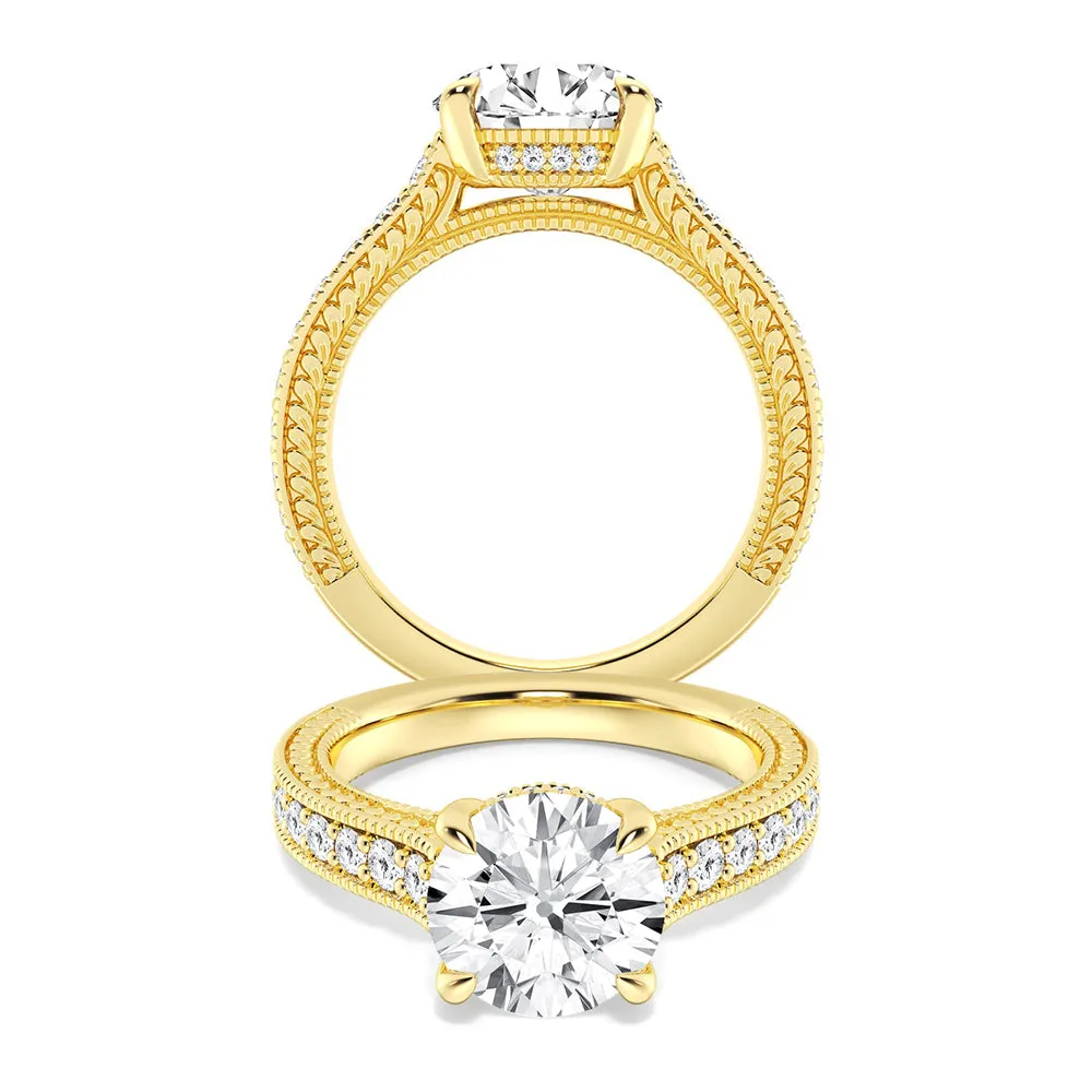 Round Pave Moissanite Cathedral Engagement Ring With Hidden Halo sold by MSBLUE Jewelry product image thumbnail 2