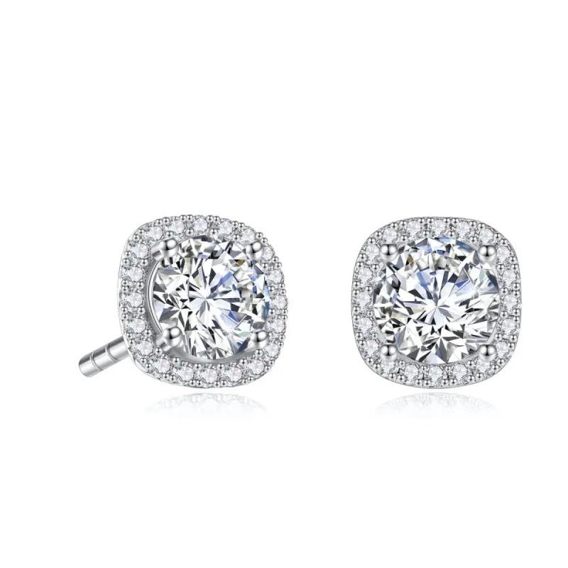 1 CT. Four-Prong Halo Moissanite Stud Earrings sold by MSBLUE Jewelry