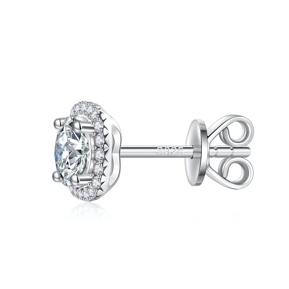 1 CT. Four-Prong Halo Moissanite Stud Earrings sold by MSBLUE Jewelry product image thumbnail 2